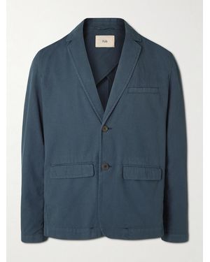 Folk Assembly Textured-Cotton Blazer - Blue