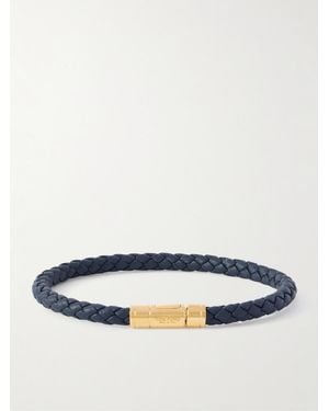 Tom Ford Armband aus Lederkordel mit goldfarbenem Detail - Blau