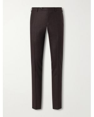Canali Slim-Fit Tapered Wool-Flannel Suit Trousers - Black