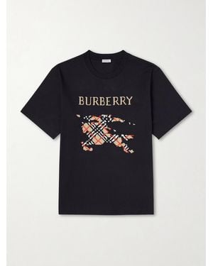 Burberry Logo-Embroidered Cotton-Jersey T-Shirt - Black