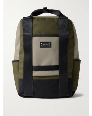 master-piece Defend Leather-Trimmed Coated-Canvas Backpack - Black