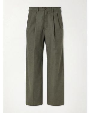 Aimé Leon Dore Straight-Leg Pleated Cotton Trousers - Green