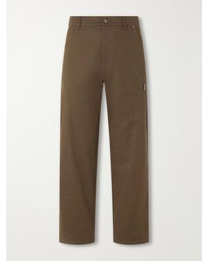 Moncler Straight-Leg Cotton-Blend Gabardine Pants - Natural