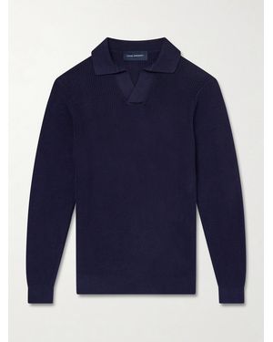 Thom Sweeney Cotton Polo Jumper - Blue