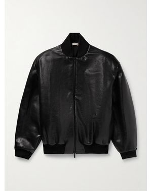 Fear Of God Striped Full-Grain Leather Bomber Jacket - Black