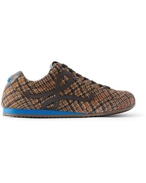 Loewe Ballet Runner 2.0 Leather-trimmed Checked Wool Sneakers - Brown