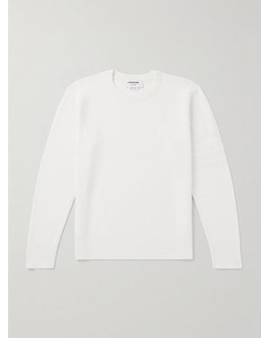 Thom Browne Jacquard-Trimmed Virgin Wool-Blend Jumper - White