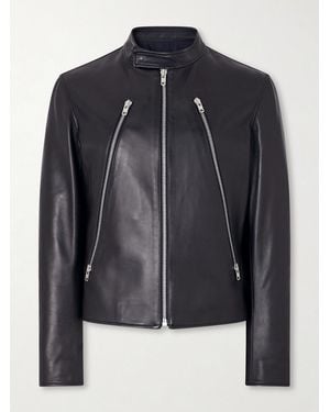 Maison Margiela Zip-Detailed Leather Biker Jacket - Black