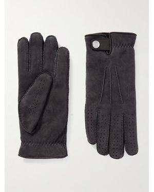 Brunello Cucinelli Leather-Trimmed Suede Gloves - Black