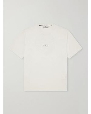 Stone Island Logo-Print Garment-Dyed Cotton-Jersey T-Shirt - White