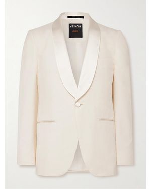 ZEGNA Shawl-Collar Satin-Trimmed Silk Tuxedo Jacket - Natural