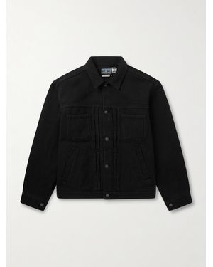 Blue Blue Japan Pleated Textured-Cotton Jacket - Black