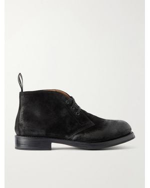 Grenson Rory Burnished-Suede Lace-Up Boots - Black