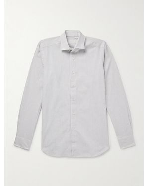 Slowear Glanshirt Slim-Fit Spread-Collar Striped Cotton Oxford Shirt - White