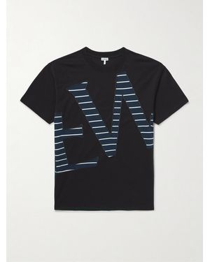 Loewe Logo-Appliquéd Striped Cotton-Jersey T-Shirt - Black
