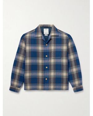 Visvim Keesey Checked Wool And Linen-blend Flannel Down Jacket - Blue