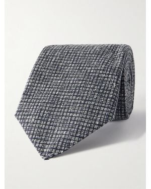 Canali 8Cm Checked Silk-Jacquard Tie - Grey