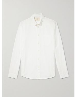 Folk Anniversary Button-Down Collar Embroidered Cotton-Gauze Shirt - White