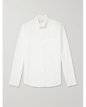 Folk Anniversary Button-Down Collar Embroidered Cotton-Gauze Shirt - White