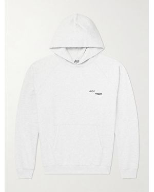 A.P.C. Fragment Logo-Print Cotton-Jersey Hoodie - White