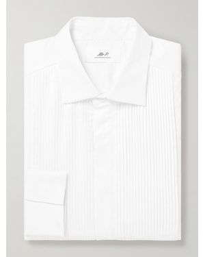 MR P. Pleated Cotton-Poplin Tuxedo Shirt - White