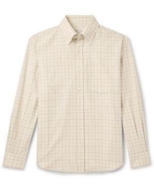 Loro Piana Elia Button Down-Collar Checked Cotton Shirt - White