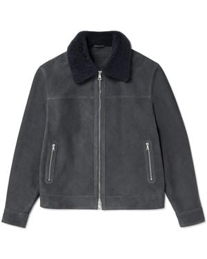MR P. Shearling-trimmed Suede Trucker Jacket - Gray