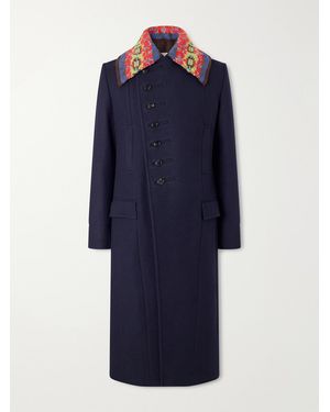 Dries Van Noten Double-Breasted Wool-Blend Twill Coat - Blue