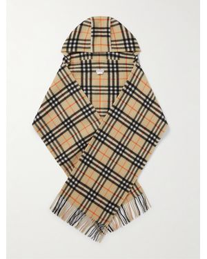 Burberry Sciarpa Con Cappuccio E Frange - Bianco