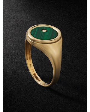 Mateo Malachite And Diamond Signet Ring - Black