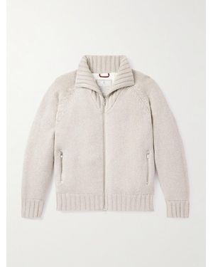 Brunello Cucinelli Cashmere Zip-Up Cardigan - Natural