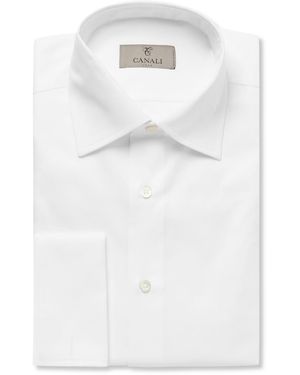 Canali Slim-Fit Double-Cuff Cotton-Twill Shirt - White