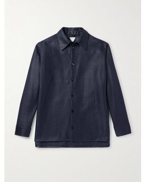 Bottega Veneta Intrecciato Leather Shirt - Blue