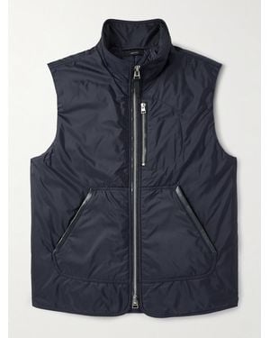 Tom Ford Padded Leather-Trimmed Shell Gilet - Blue