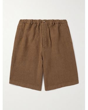Federico Curradi Wide-Leg Linen Shorts - Brown