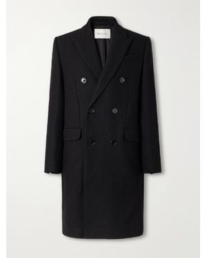 Ami Paris Double-Breasted Virgin Wool-Gabardine Coat - Black