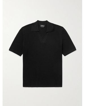 A.P.C. Livio Ribbed Cotton Polo Shirt - Black