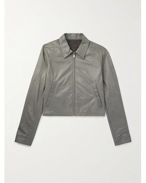 Rick Owens Alice Brad Slim-fit Waxed-leather Jacket - Grey