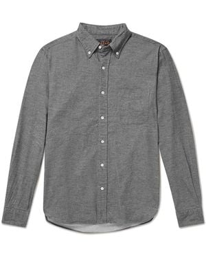Beams Plus Button-Down Collar Cotton-Flannel Shirt - Gray