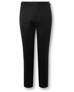 Tom Ford Shelton Slim-Fit Tapered Grain De Poudre Wool And Mohair-Blend Suit Pants - Black