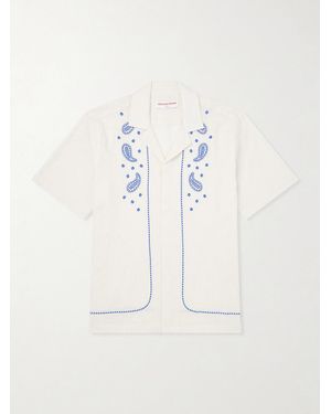 Orlebar Brown Maitan Camp-Collar Embroidered Cotton Shirt - Natural