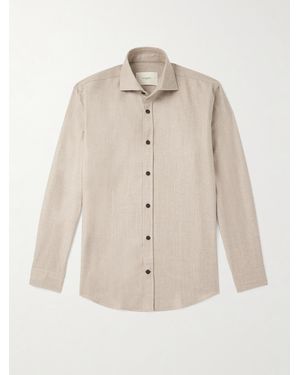 James Purdey & Sons Cutaway-collar Wool And Cashmere-blend Shirt - Natural