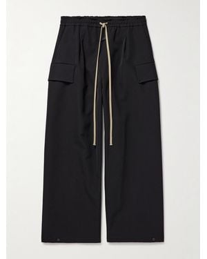 Fear Of God Wide-Leg Wool And Cotton-Blend Twill Drawstring Cargo Trousers - Black