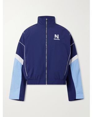 NAHMIAS Logo-Embroidered Striped Nylon Jacket - Blue