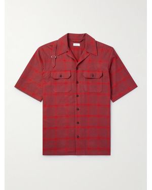 Alexander McQueen Oversized Camp-collar Harness-detailed Checked Cotton-twill Shirt - Red