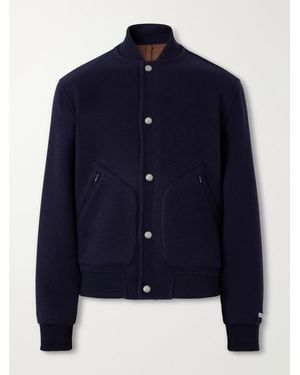 Canali Reversible Cashmere And Silk-Blend Felt Bomber Jacket - Blue