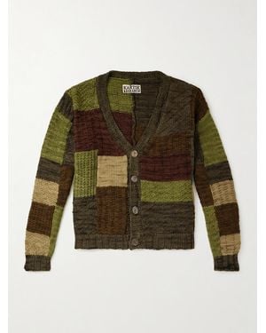 Kartik Research Patchwork-Cardigan aus Wolle - Grün