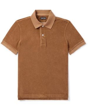 Tom Ford Slim-fit Cotton-blend Terry Polo Shirt - Brown