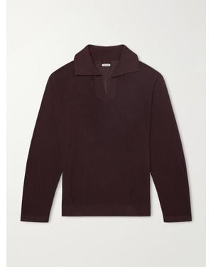 Bode Knitted Cotton-Crepe Polo Shirt - Rot