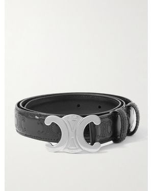 Celine 2.5cm Triomphe Logo-Debossed Leather Belt - Schwarz